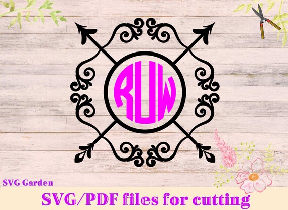 Download Arrow Monogram Svg File Flourish Calligraphic Monogram Frame Etsy