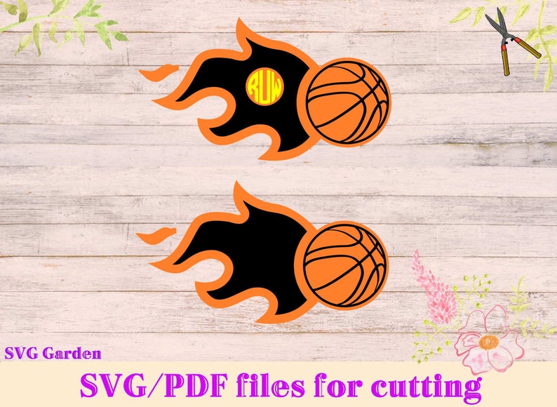 Download Basketball SVG files Flames Basketball Monogram svg for | Etsy