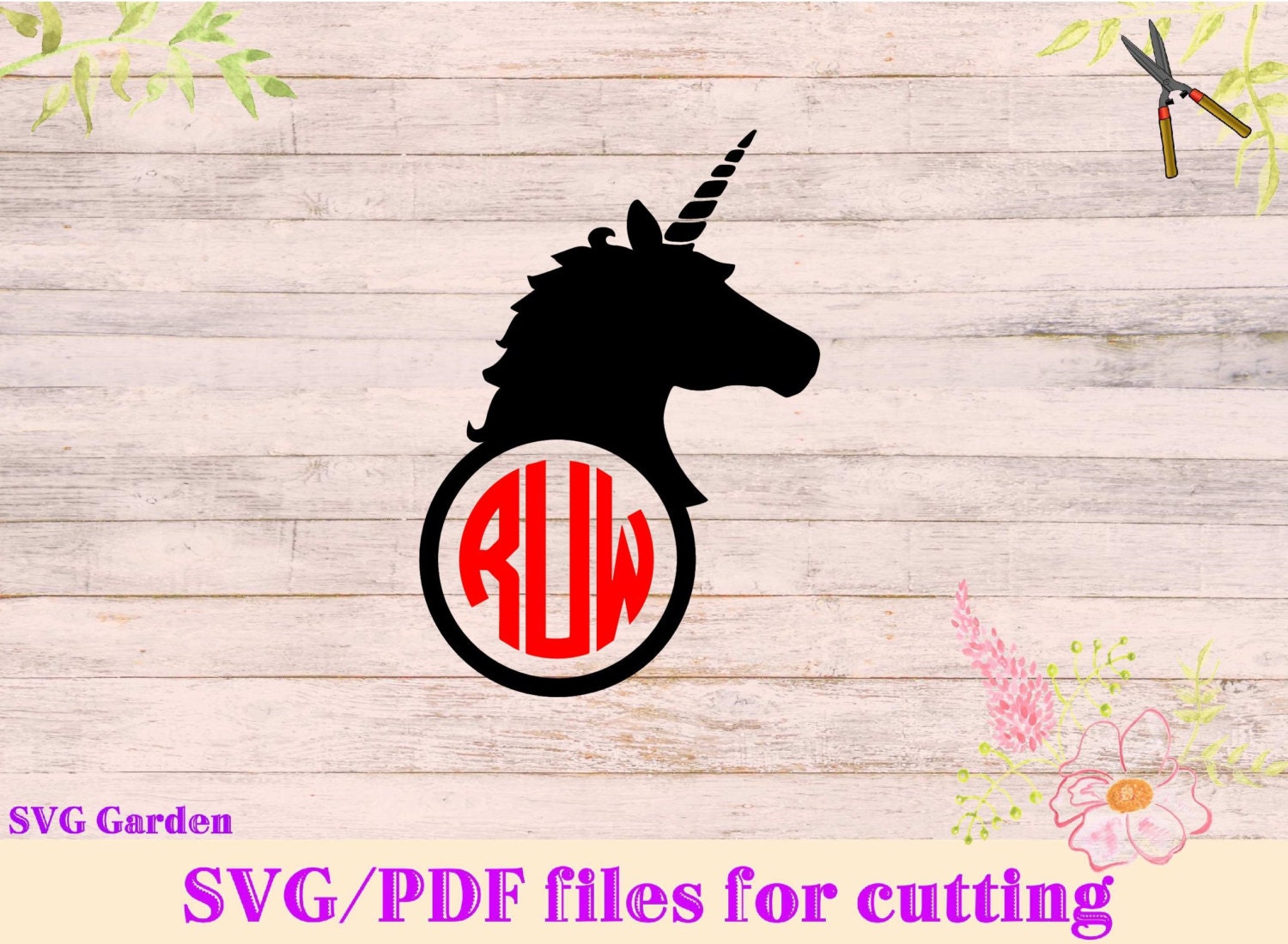 Download Unicorn Svg File Unicorn Monogram Svg Cutting Template Etsy