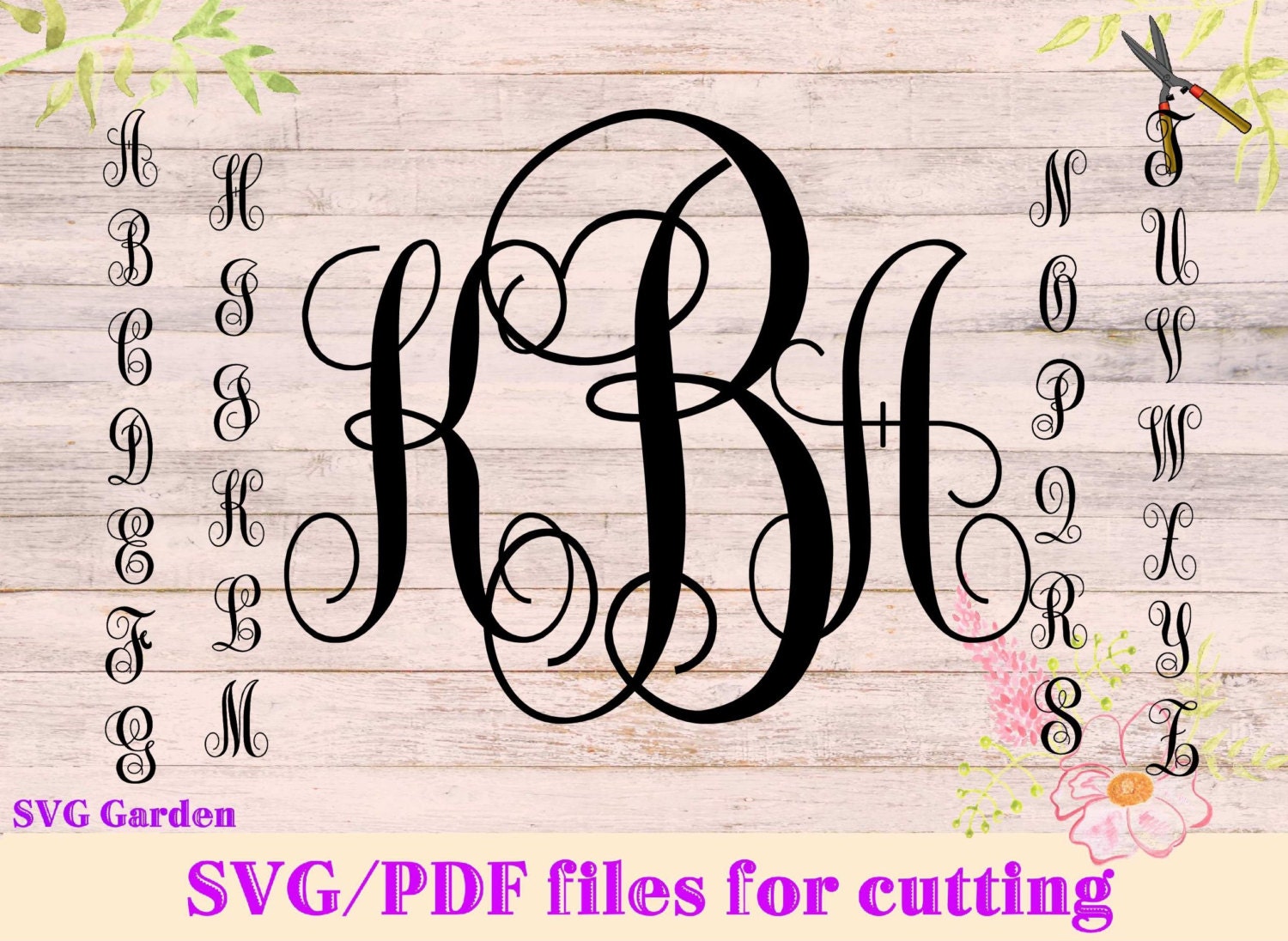 SVG font files for Cricut Silhouette Monogram SVG letters | Etsy