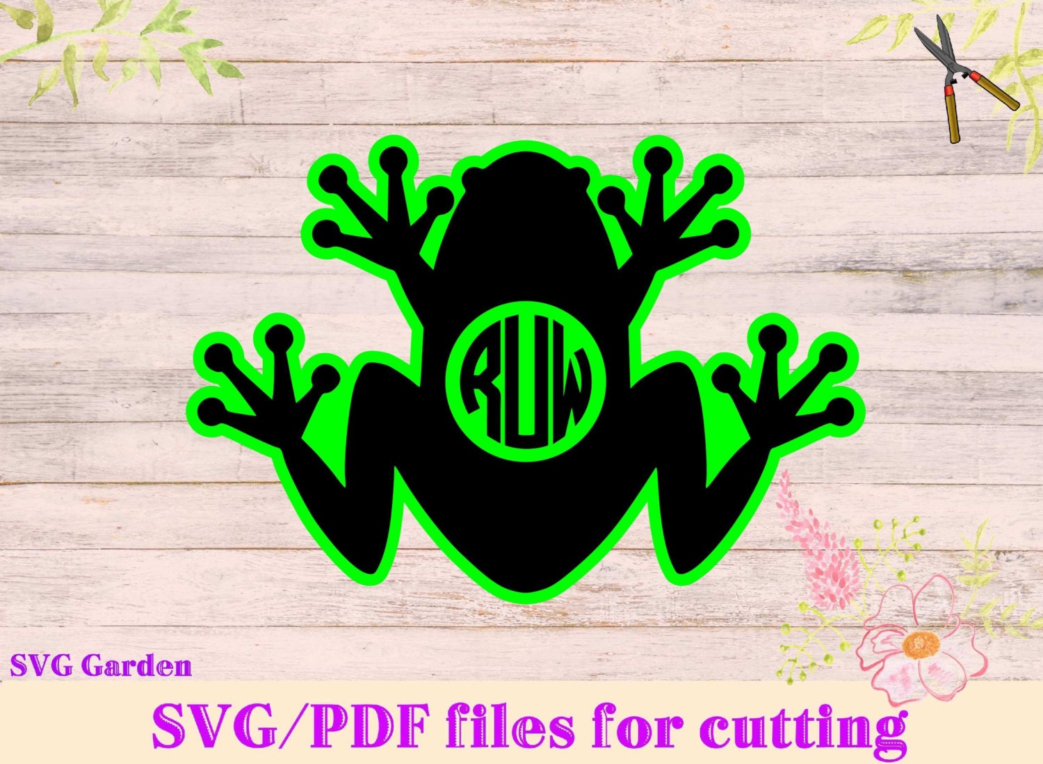 Download Frog Svg File Frog Monogram Svg Cutting Template Silhouette Etsy