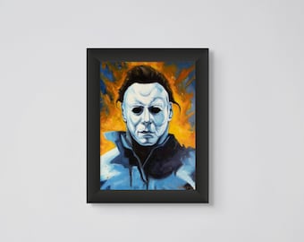 Lámina decorativa de Michael Myers / Ilustración de la película de Halloween / Regalo para fans del terror / Impresión giclée de edición limitada / Los ojos del diablo