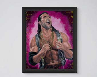 Grafika artystyczna Razor Ramon | Sztuka wrestlingu Scotta Halla | Obraz z legendą WWE | Prezent dla fana wrestlingu | Dekoracja jaskini mężczyzny