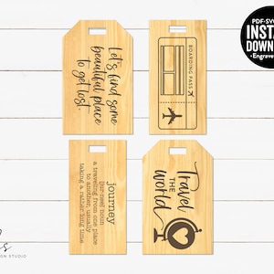 Luggage Tags Bundle Set 3 Cut File, Laser Cut File, Instant Download, SVG/DXF/PDF