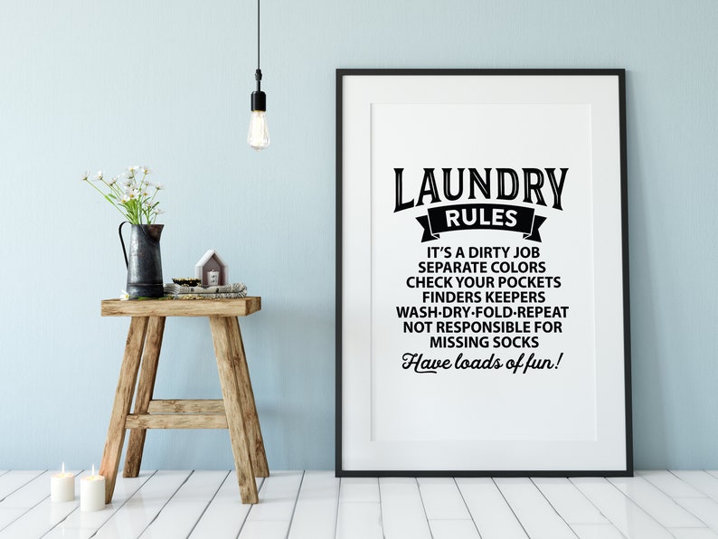 Printable Wall Art Laundry Rules Download to print and use as Etsy