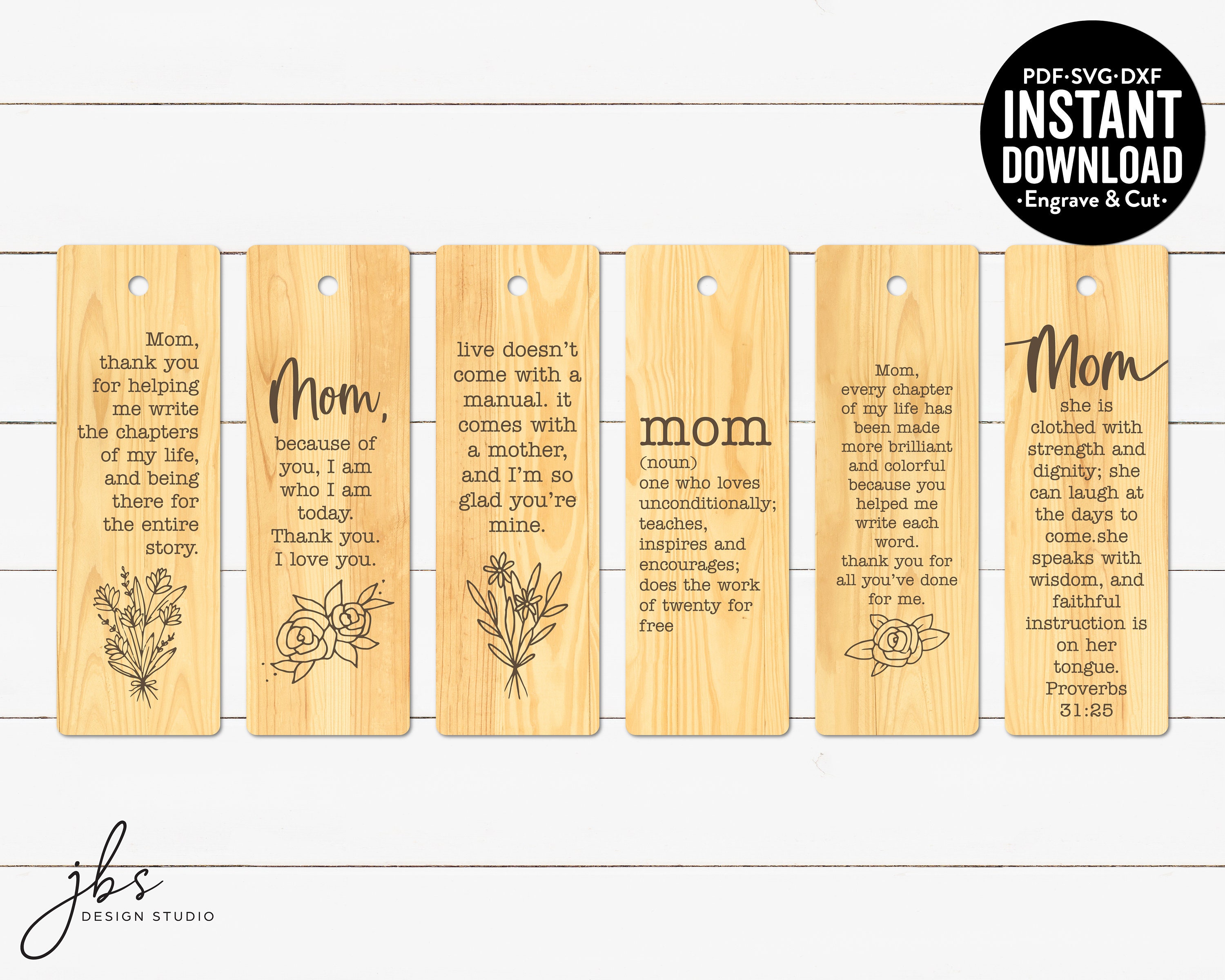 Cut & Engrave Mom Bookmarks Bundle Cut Files Laser Cut Files Etsy
