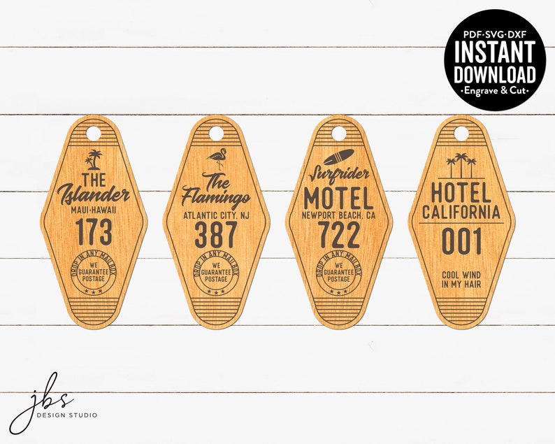 Download Vintage Motel Key Chains Bundle 4 Cut FIles Laser Cut ...