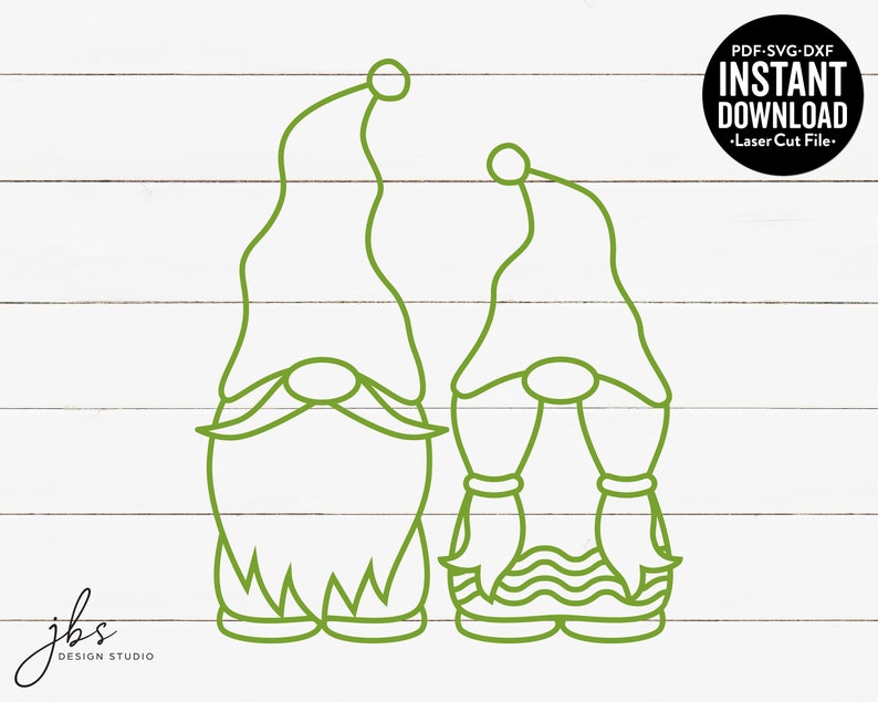 Download Gnome Couple Outline Cut File Laser Cut Files Instant | Etsy