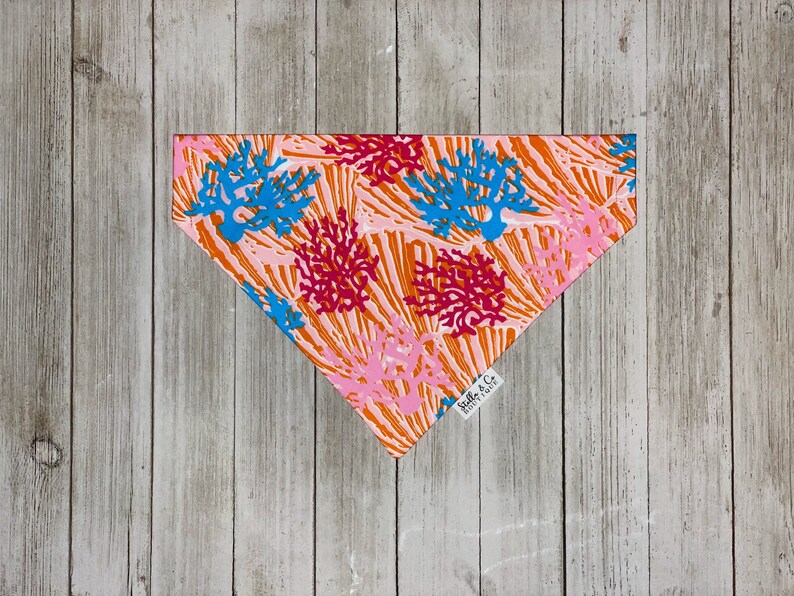 Dog Mom Gift Over the Collar Coral Print Dog Bandana Pet Gift