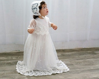 Christening Gown | Christening Dress | Baptism Gown | Baby Girl Christening Gown | White Lace Baby Dress  | Baptism Dress | Special Occasion