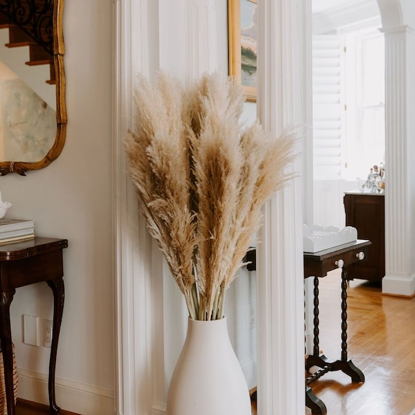 4 ft 5 ft TALL PAMPAS GRASS - Xl Beige Fluffy Pampas Grass | Tall Pampas Grass for Floor Vase | Coastal Decor Beach Home Decor Boho Decor