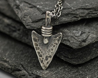 Silver arrowhead pendant, warrior necklace, viking pendant