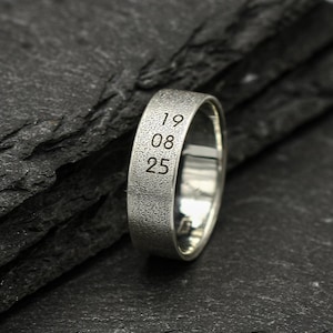 Handcrafted Sterling Silver Personalized Date Ring - Custom Engraved Band for Anniversaries, Birthdays, and Special Occasions