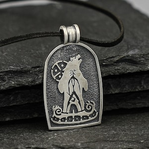 Viking Silver pendant, Bear Drakkar Necklace