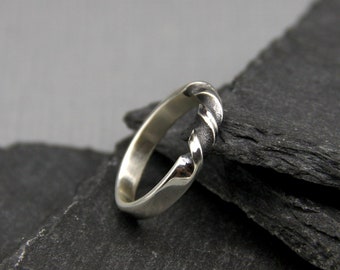 Anillo de hombre de plata esterlina, banda de plata retorcida, anillo unisex todos los días