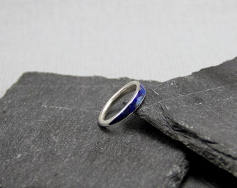 Women ring, Lapis lazuli ring, sterling silver band, stacking ring