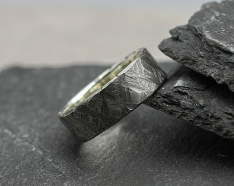 Scratched silver ring, men ring, Distressed band