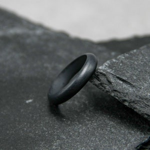 Black gray wedding ring, Sterling silver band, oxidised ring