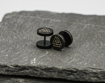 Valknut Black Stud earrings, Viking jewellery