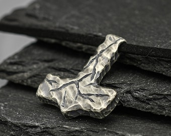 Thor hammer pendant, viking necklace, silver Mjolnir pendant