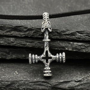 Silver Viking Wolf Cross, Mjölnir Pendant