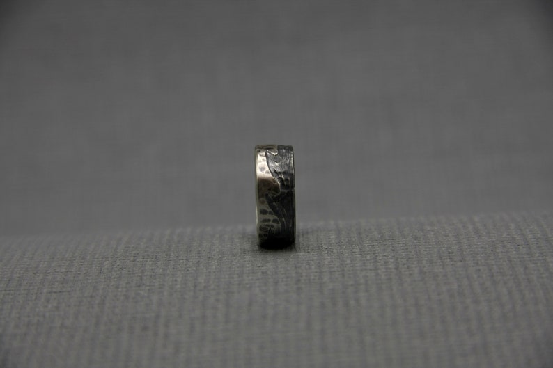 unique wedding ring carved band Sterling silver wave ring