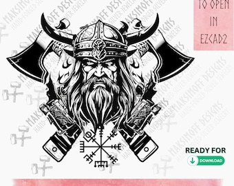 File vettoriale SVG del guerriero vichingo: opera d'arte con incisione laser (download digitale)