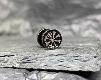 Pendientes Vegvisir Black Stud, joyas vikingas