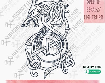 Fenrir Viking Wolf Vector SVG for Laser Engraving (Digital Download)