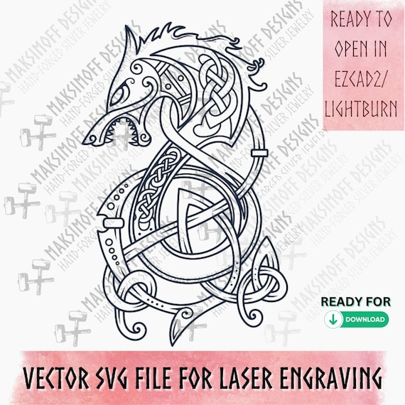 Fenrir Viking Wolf Vector SVG for Laser Engraving (Digital Download)