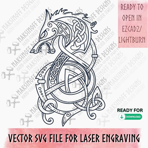 Fenrir Viking Wolf Vector SVG file for Laser Engraving, Digital Artwork Download for Ezcad and LightBurn