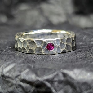Ruby ring, Sterling silver band, unique engagement ring
