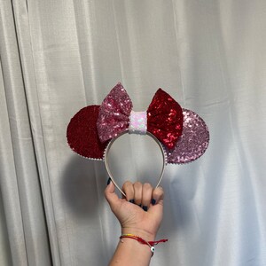 Red and pink Valentine’s Day Mouse Ears (inspired)