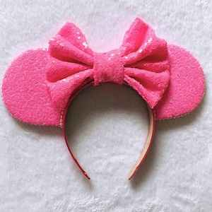 NEON Pink Sequin Mouse Ears (inspired)