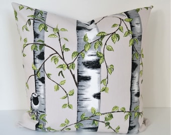 Double-sided 18'' BIRCH GROVE pillow cover. Handmade from Scandinavian cotton fabric design. For pillow 45x15 cm (18''x18'').