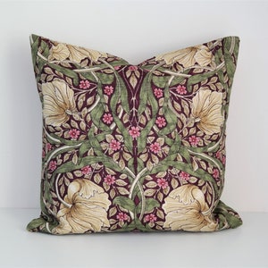 Double sided 16 pillow cover PIMPERNEL, made of 100% linen fabric, for pillow size 16x16 40x40 cm. Fabric design William Morris. image 2