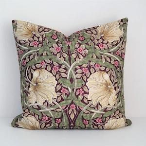 Double sided 16 pillow cover PIMPERNEL, made of 100% linen fabric, for pillow size 16x16 40x40 cm. Fabric design William Morris. image 1