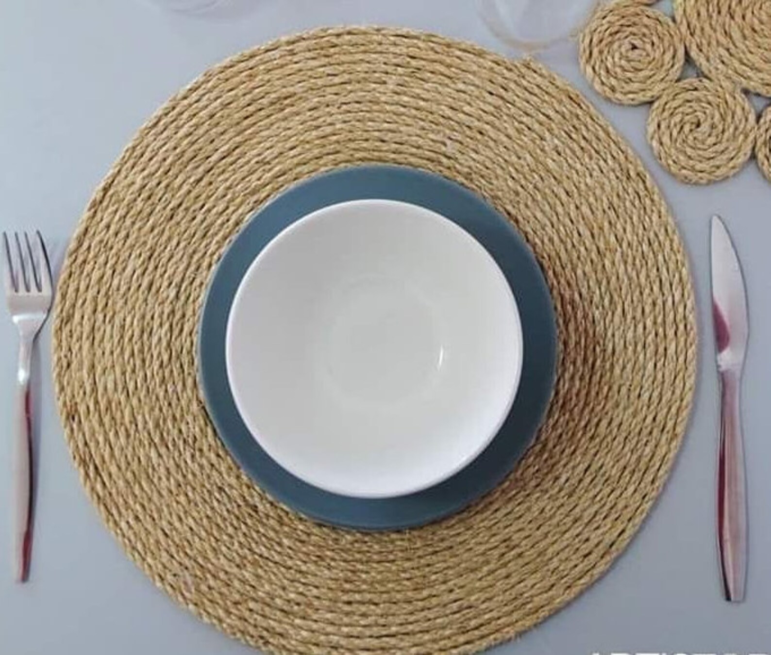 Set of 4 Natural fiber Round Handwoven Placemats 35 Etsy
