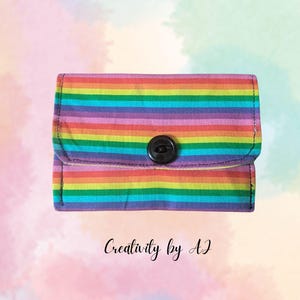 Porte-cartes arc-en-ciel, porte-monnaie, pochette, pochette à pression, tissu en coton
