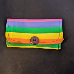 Porte-cartes arc-en-ciel, portefeuille, porte-monnaie, pochette à pression, coton