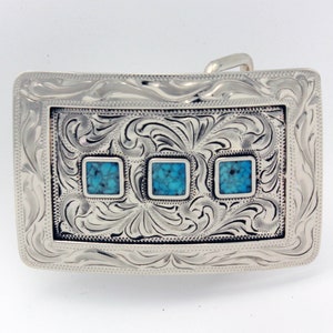 Three Stone Turquoise Belt Buckle Jewelry Accessory - Hand Made