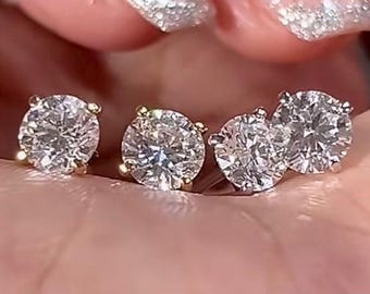 Sterling Silver Moissanite Diamond Classic Stud Earrings: 1ct Lab Diamond Bridal Ear Studs Wedding Fine Jewelry Gift Everyday Elegance