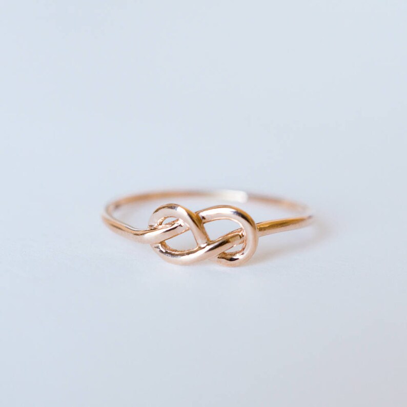 Solid 14k 18k Gold Eternity Knot Ring Rose Gold Infinity Knot Etsy