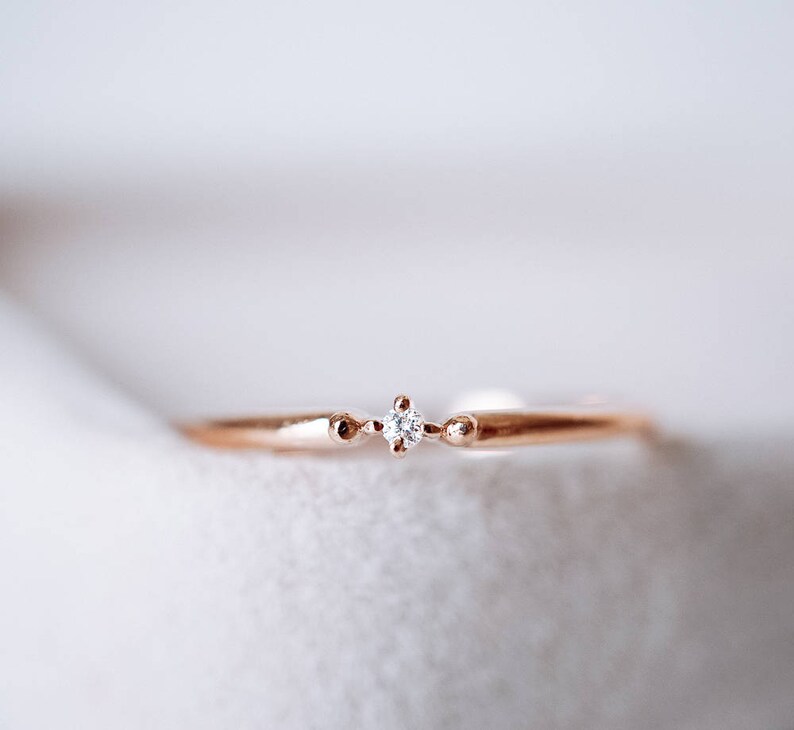 18K 14K Gold dainty diamond ring small diamond promise ring Etsy