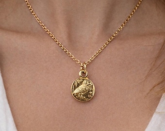 Greek coin (20mm) Pendant - Gold Plated - with information card [GCPG]