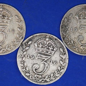 GENUINE British Coins -  George V threepences, 92.5% silver 3d coins  [10/24 31243]