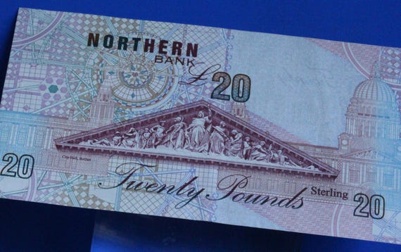 1999 Nothern Bank, Northern Ireland, Twenty Pound, 20 Pound
