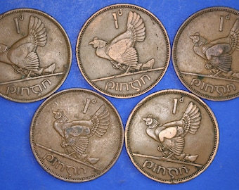 Echte Sammlung Irish Penny 1d EIRE Irland Münzen, Huhn mit Küken, verschiedene Daten [R12/25 31688]