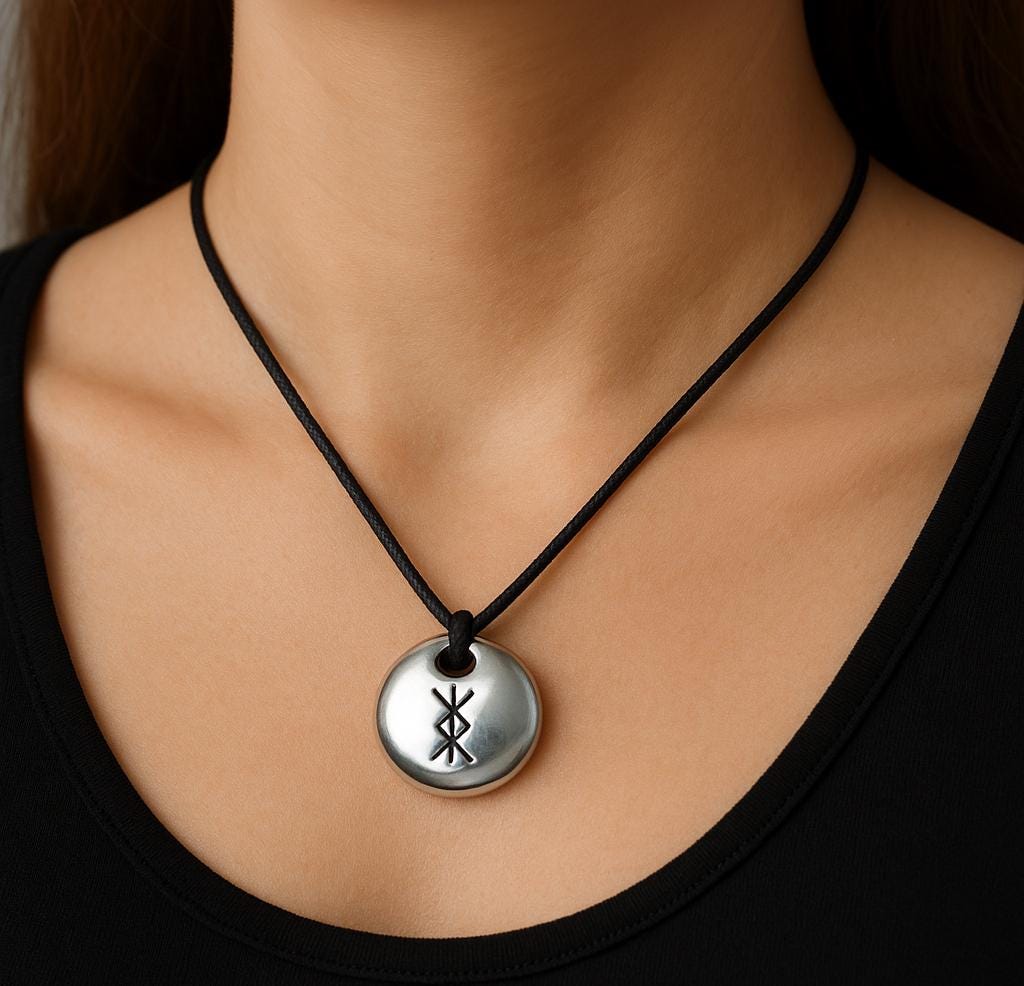 Rune Wunjo, Bronze - Amulette Pendentif Runique de la Joie
