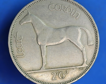 ÄKTA 1961 "MULE" Irländsk Halvkrona 2/6 Irland EIRE-mynt, Irish Hunter [04/26 35026]